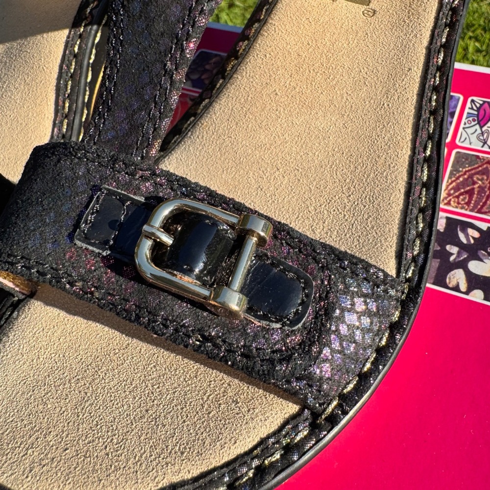 ALEGRIA by PG LITE LAR-582 Size 37 Strappy Wedge Sandals Black Snakeskin NIB - Picture 3 of 8